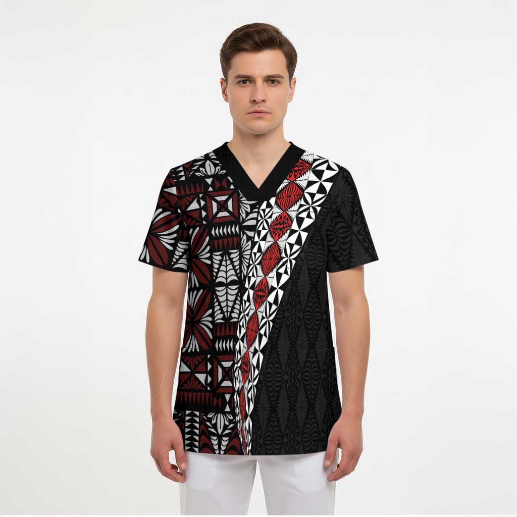 Tonga Ngatu Art Tattoo Polynesian Scrub Top - Polynesian Pride