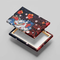 Hawaiian and Japanese Together Canvas Wall Art Hibiscus and Koi Fish Polynesian Pattern Colorful Style