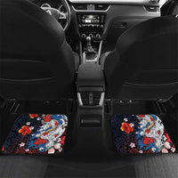 Hawaiian and Japanese Together Car Mats Hibiscus and Koi Fish Polynesian Pattern Colorful Style
