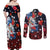 Hawaiian and Japanese Together Couples Matching Off Shoulder Maxi Dress and Long Sleeve Button Shirt Hibiscus and Koi Fish Polynesian Pattern Colorful Style