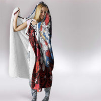 Hawaiian and Japanese Together Hooded Blanket Hibiscus and Koi Fish Polynesian Pattern Colorful Style