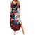 Hawaiian and Japanese Together Summer Maxi Dress Hibiscus and Koi Fish Polynesian Pattern Colorful Style