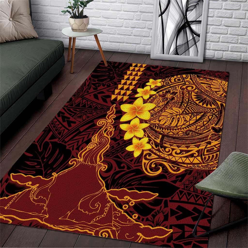 Hawaii Volcano Area Rug Polynesian and Kakau Pattern