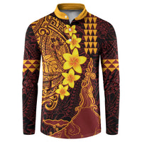 Hawaii Volcano Button Sweatshirt Polynesian and Kakau Pattern