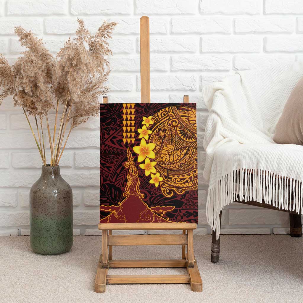 Hawaii Volcano Canvas Wall Art Polynesian and Kakau Pattern