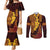 Hawaii Volcano Couples Matching Mermaid Dress and Long Sleeve Button Shirt Polynesian and Kakau Pattern