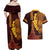 Hawaii Volcano Couples Matching Off Shoulder Maxi Dress and Hawaiian Shirt Polynesian and Kakau Pattern