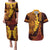 Hawaii Volcano Couples Matching Puletasi and Hawaiian Shirt Polynesian and Kakau Pattern