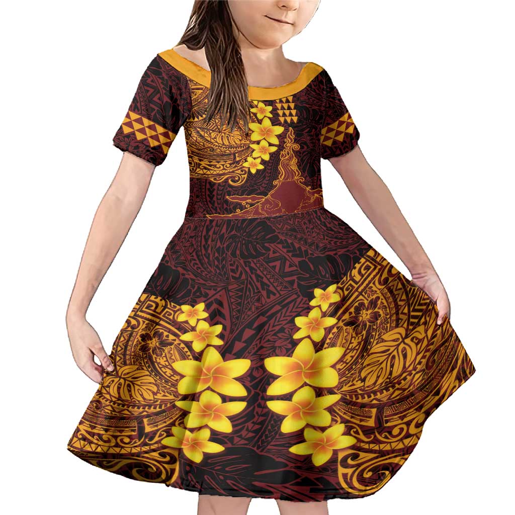 Hawaii Volcano Family Matching Mermaid Dress and Hawaiian Shirt Polynesian and Kakau Pattern