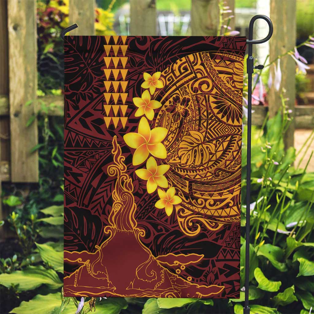 Hawaii Volcano Garden Flag Polynesian and Kakau Pattern