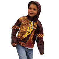 Hawaii Volcano Kid Hoodie Polynesian and Kakau Pattern