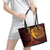 Hawaii Volcano Leather Tote Bag Polynesian and Kakau Pattern