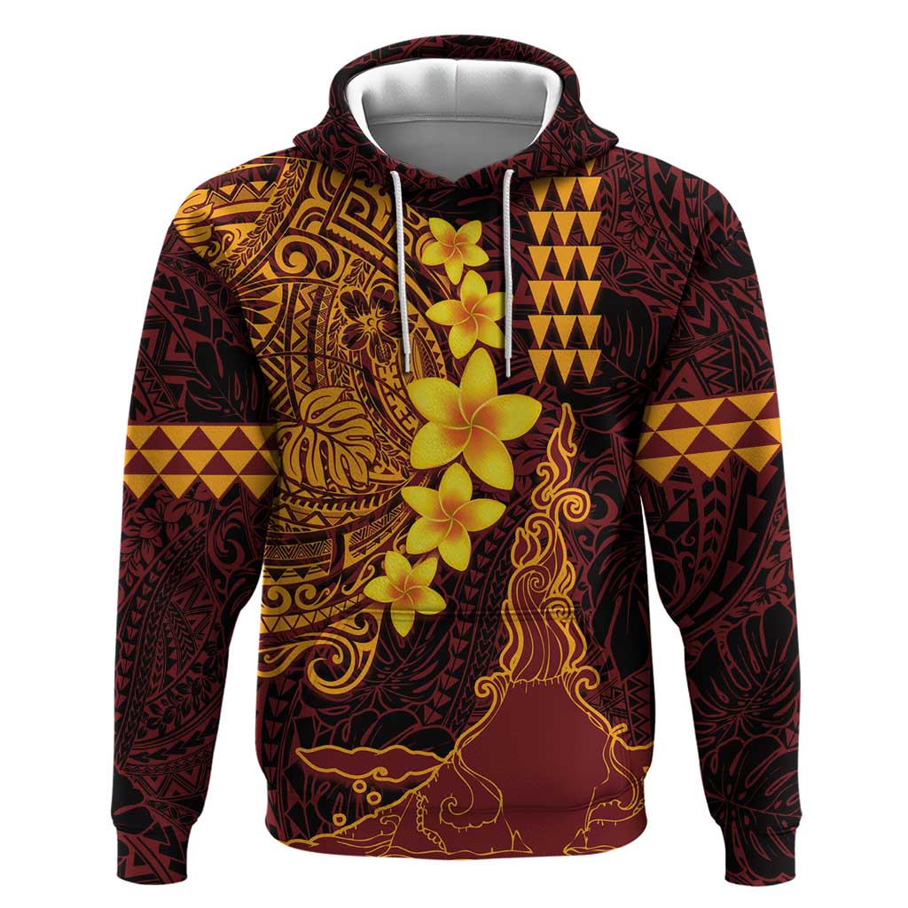 Hawaii Volcano Zip Hoodie Polynesian and Kakau Pattern