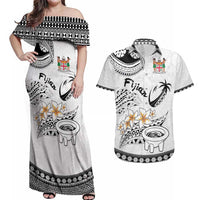 Fijian Traditional Culture Couples Matching Off Shoulder Maxi Dress and Hawaiian Shirt Tapa Tribal Tattoos - Polynesian Pride