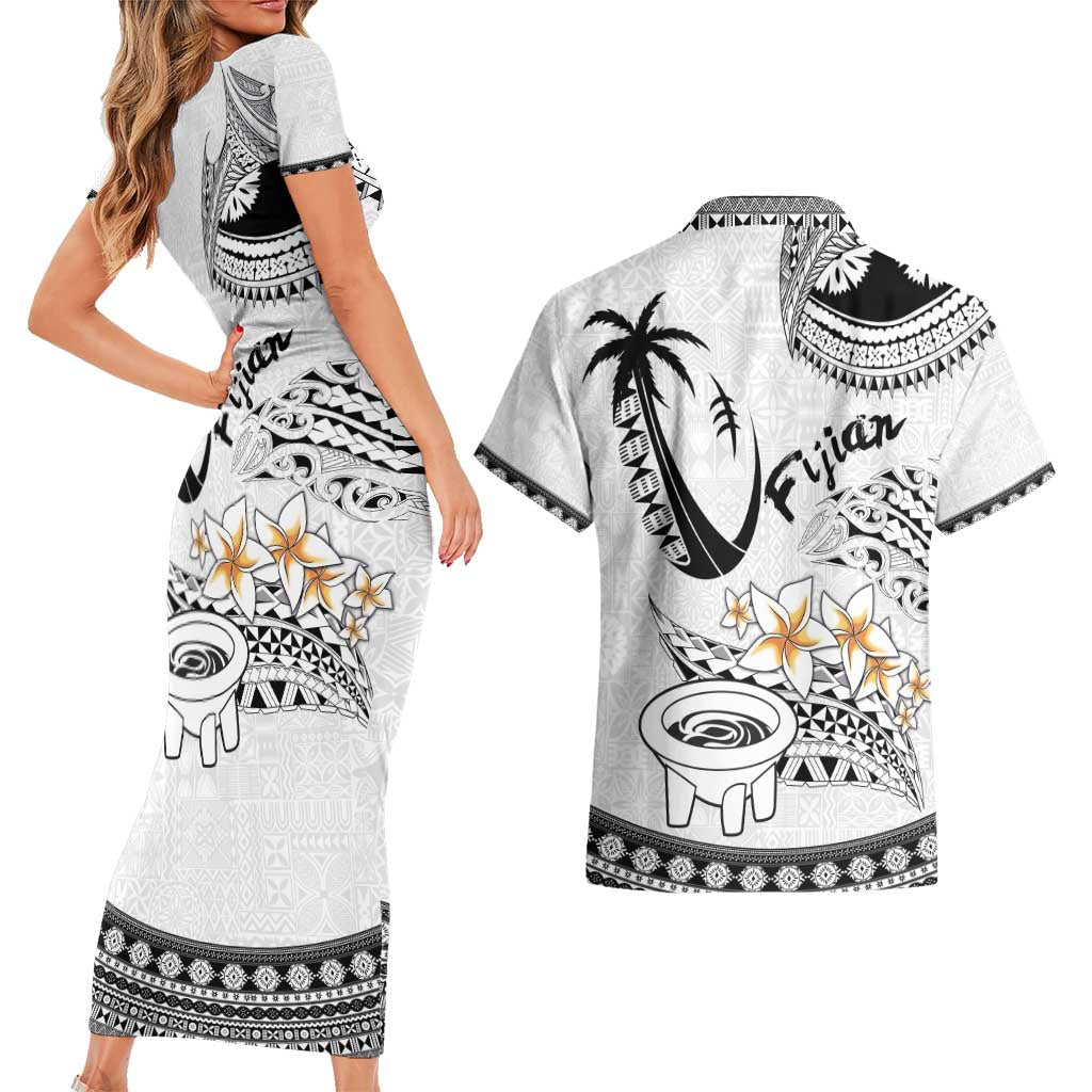 Fijian Traditional Culture Couples Matching Short Sleeve Bodycon Dress and Hawaiian Shirt Tapa Tribal Tattoos - Polynesian Pride