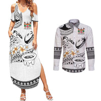 Fijian Traditional Culture Couples Matching Summer Maxi Dress and Long Sleeve Button Shirt Tapa Tribal Tattoos - Polynesian Pride