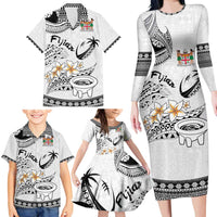 Fijian Traditional Culture Family Matching Long Sleeve Bodycon Dress and Hawaiian Shirt Tapa Tribal Tattoos - Polynesian Pride