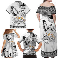 Fijian Traditional Culture Family Matching Off Shoulder Maxi Dress and Hawaiian Shirt Tapa Tribal Tattoos - Polynesian Pride