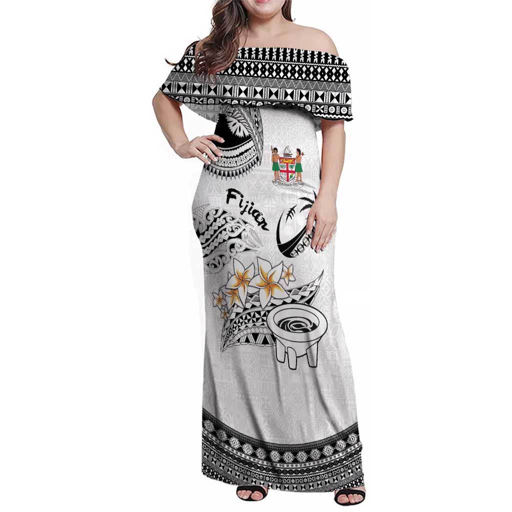 Fijian Traditional Culture Family Matching Off Shoulder Maxi Dress and Hawaiian Shirt Tapa Tribal Tattoos - Polynesian Pride