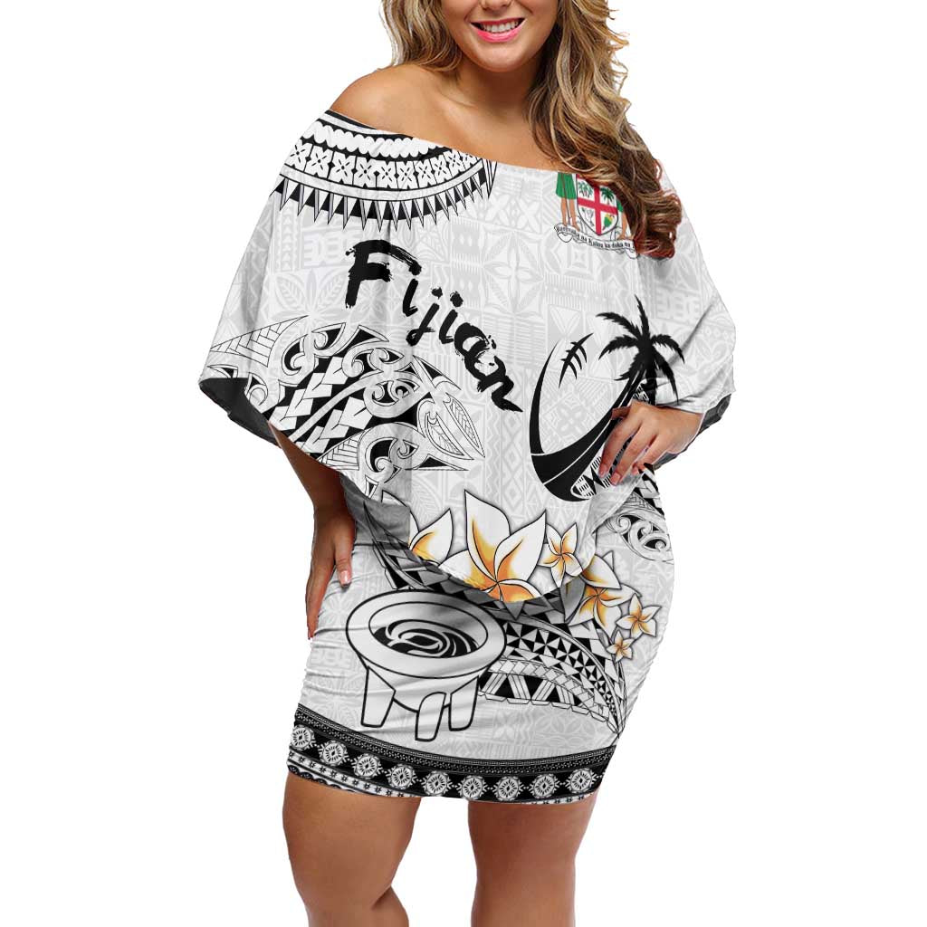 Fijian Traditional Culture Family Matching Off Shoulder Short Dress and Hawaiian Shirt Tapa Tribal Tattoos - Polynesian Pride
