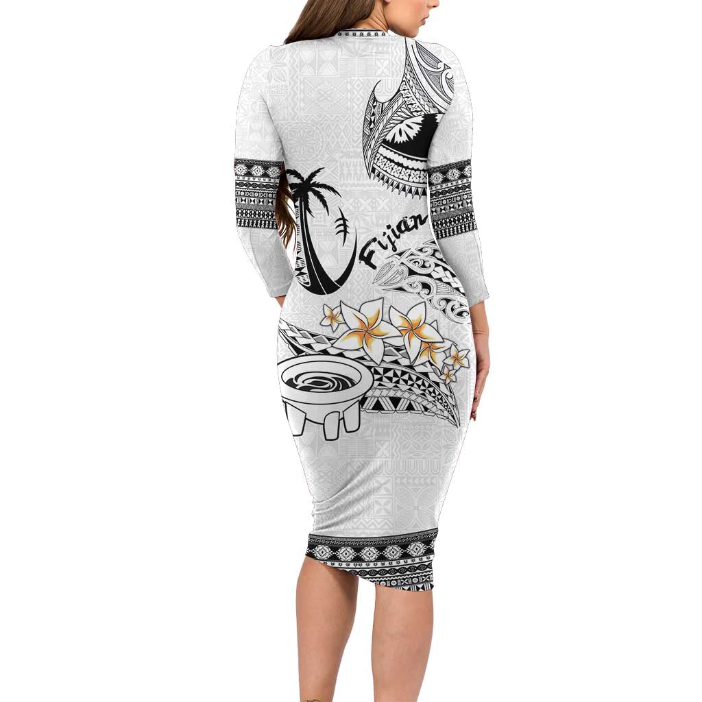 Fijian Traditional Culture Long Sleeve Bodycon Dress Tapa Tribal Tattoos - Polynesian Pride