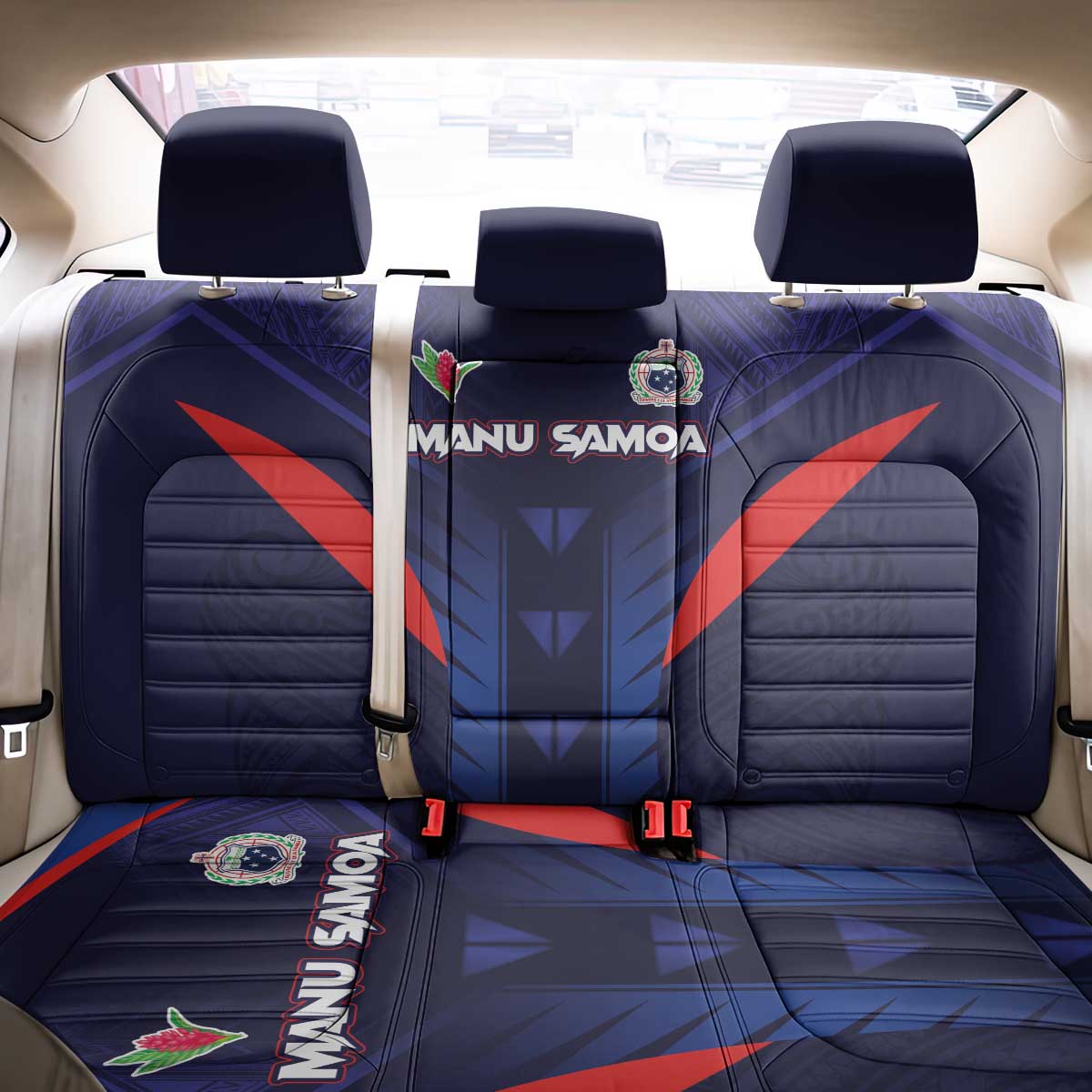 Rugby Samoa Back Car Seat Cover Siva Tau Spirit Sporty Vibes - Polynesian Pride