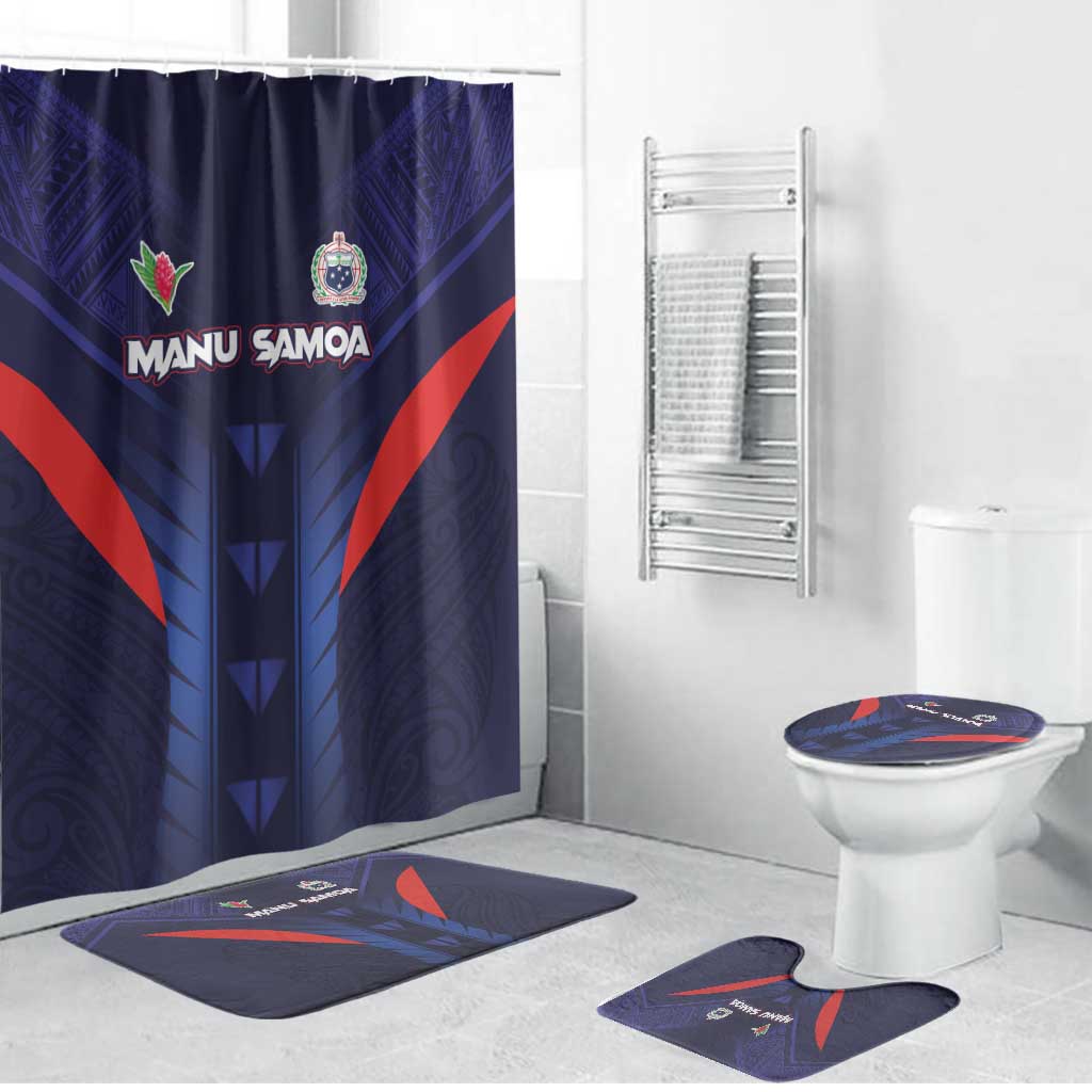 Rugby Samoa Bathroom Set Siva Tau Spirit Sporty Vibes - Polynesian Pride