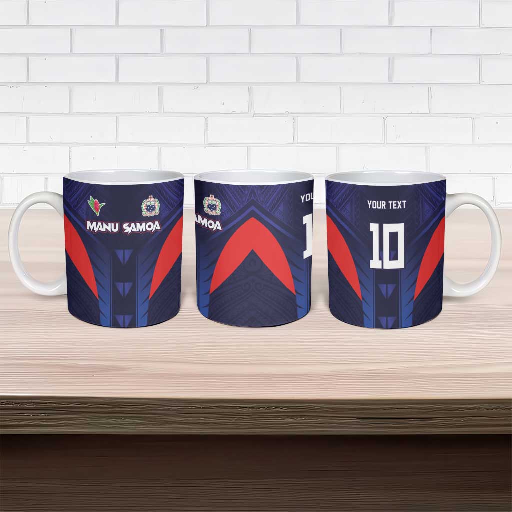 Custom Rugby Samoa Ceramic Mug Siva Tau Spirit Sporty Vibes - Polynesian Pride