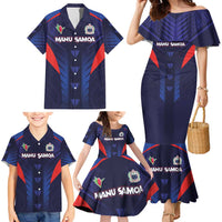 Custom Rugby Samoa Family Matching Mermaid Dress and Hawaiian Shirt Siva Tau Spirit Sporty Vibes - Polynesian Pride