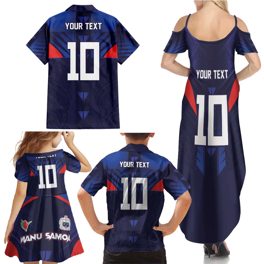 Custom Rugby Samoa Family Matching Summer Maxi Dress and Hawaiian Shirt Siva Tau Spirit Sporty Vibes - Polynesian Pride