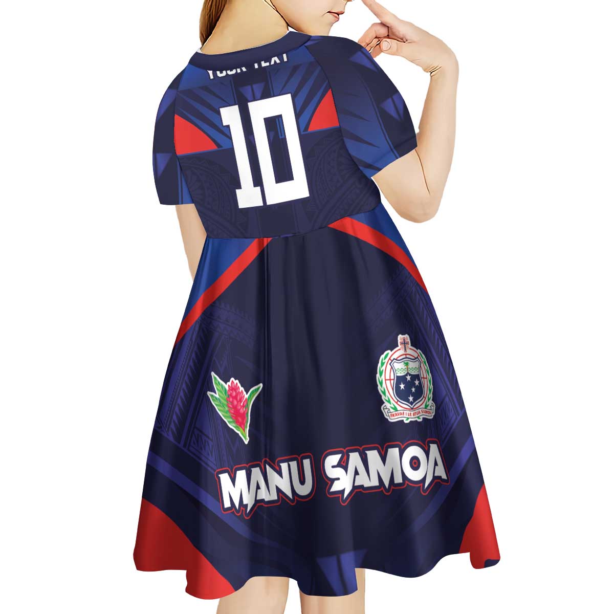 Custom Rugby Samoa Kid Short Sleeve Dress Siva Tau Spirit Sporty Vibes - Polynesian Pride