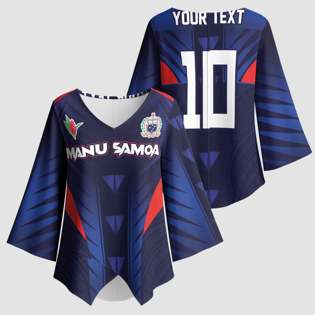 Custom Rugby Samoa Kimono Sleeve Blouse Siva Tau Spirit Sporty Vibes - Polynesian Pride