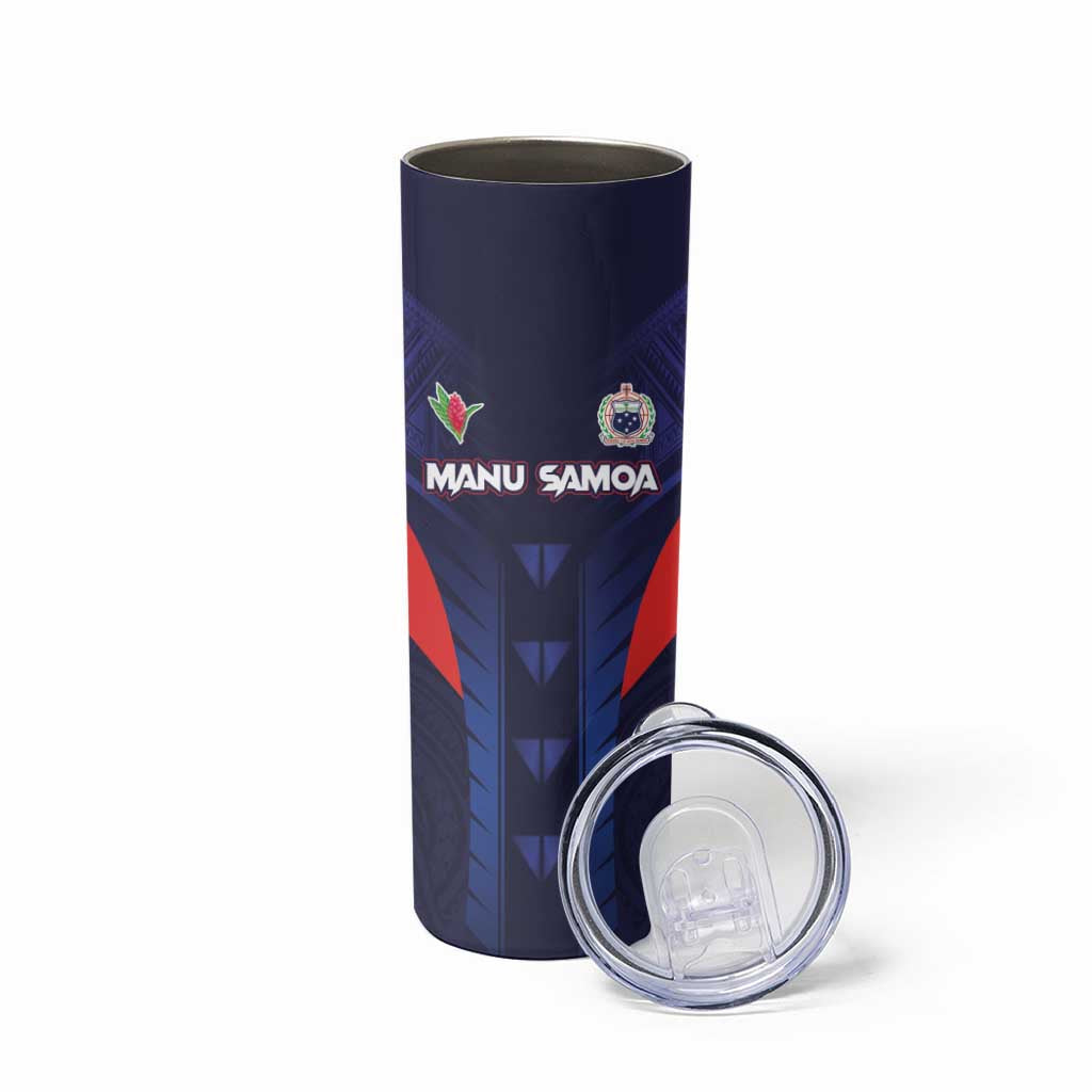 Custom Rugby Samoa Skinny Tumbler Siva Tau Spirit Sporty Vibes - Polynesian Pride