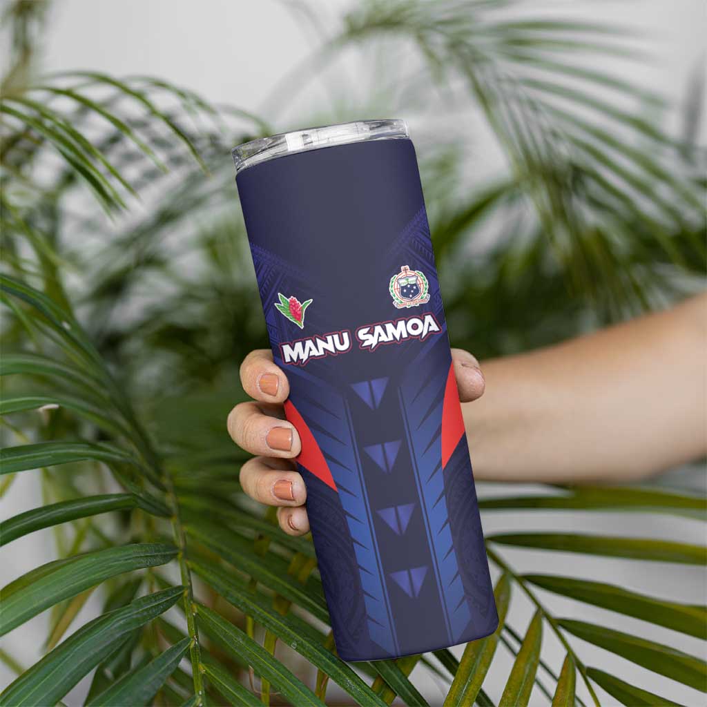 Custom Rugby Samoa Skinny Tumbler Siva Tau Spirit Sporty Vibes - Polynesian Pride