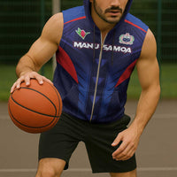 Custom Rugby Samoa Sleeveless Zip Hoodie Siva Tau Spirit Sporty Vibes - Polynesian Pride