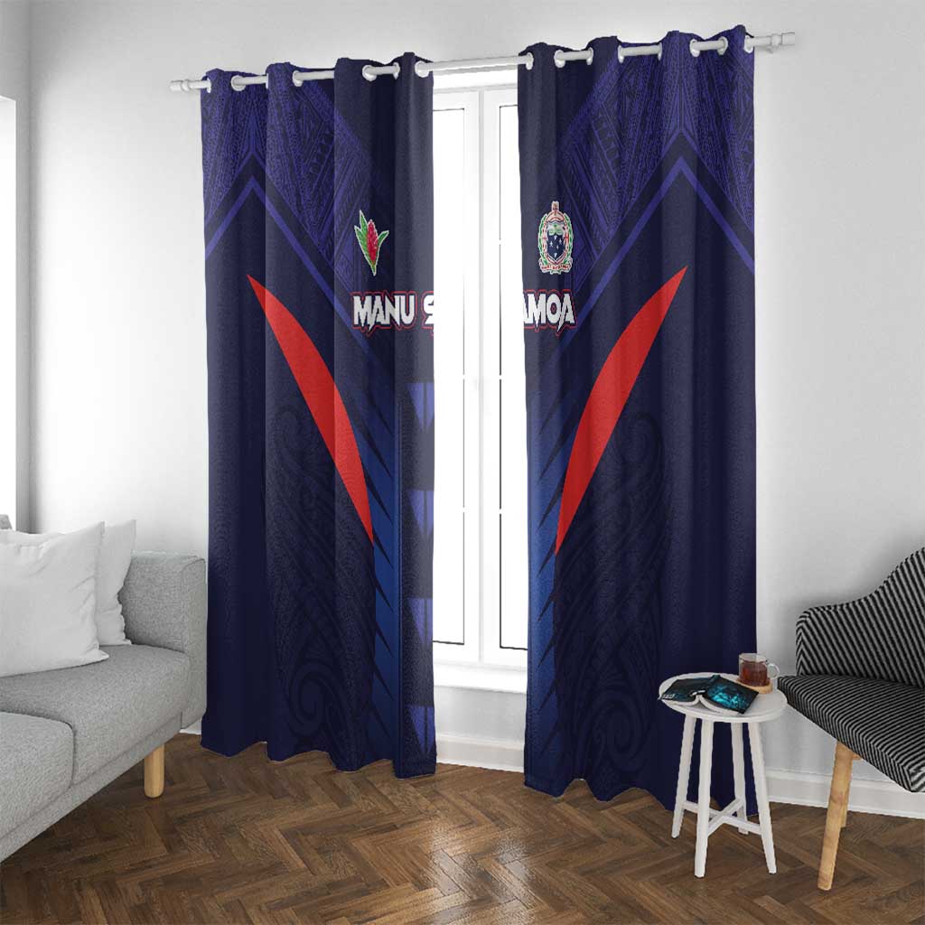 Rugby Samoa Window Curtain Siva Tau Spirit Sporty Vibes - Polynesian Pride