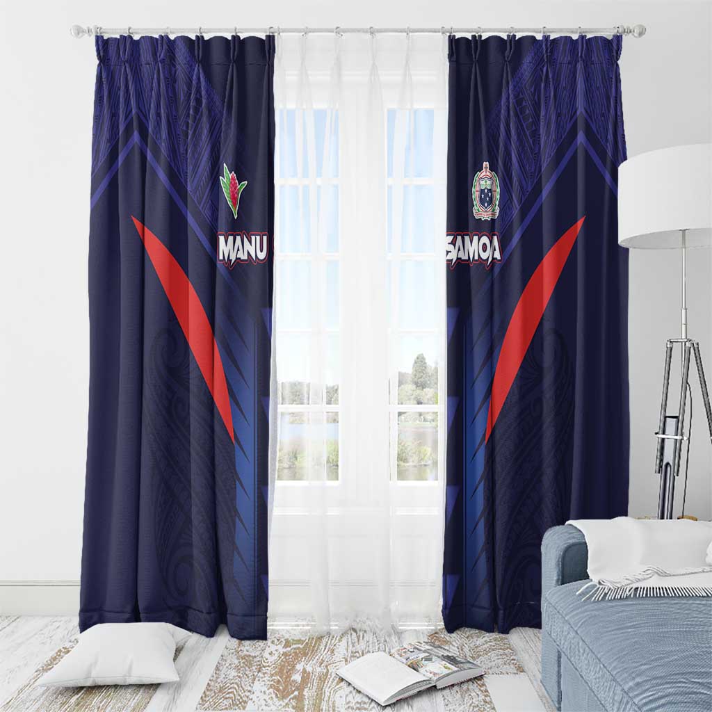 Rugby Samoa Window Curtain Siva Tau Spirit Sporty Vibes - Polynesian Pride