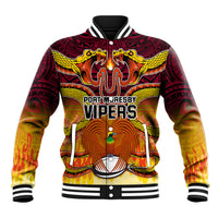 PNG Port Moresby Vipers Rugby Baseball Jacket Fire Vipers Mix PNG Bird Polynesian Tattoo LT03 Unisex Yellow - Polynesian Pride