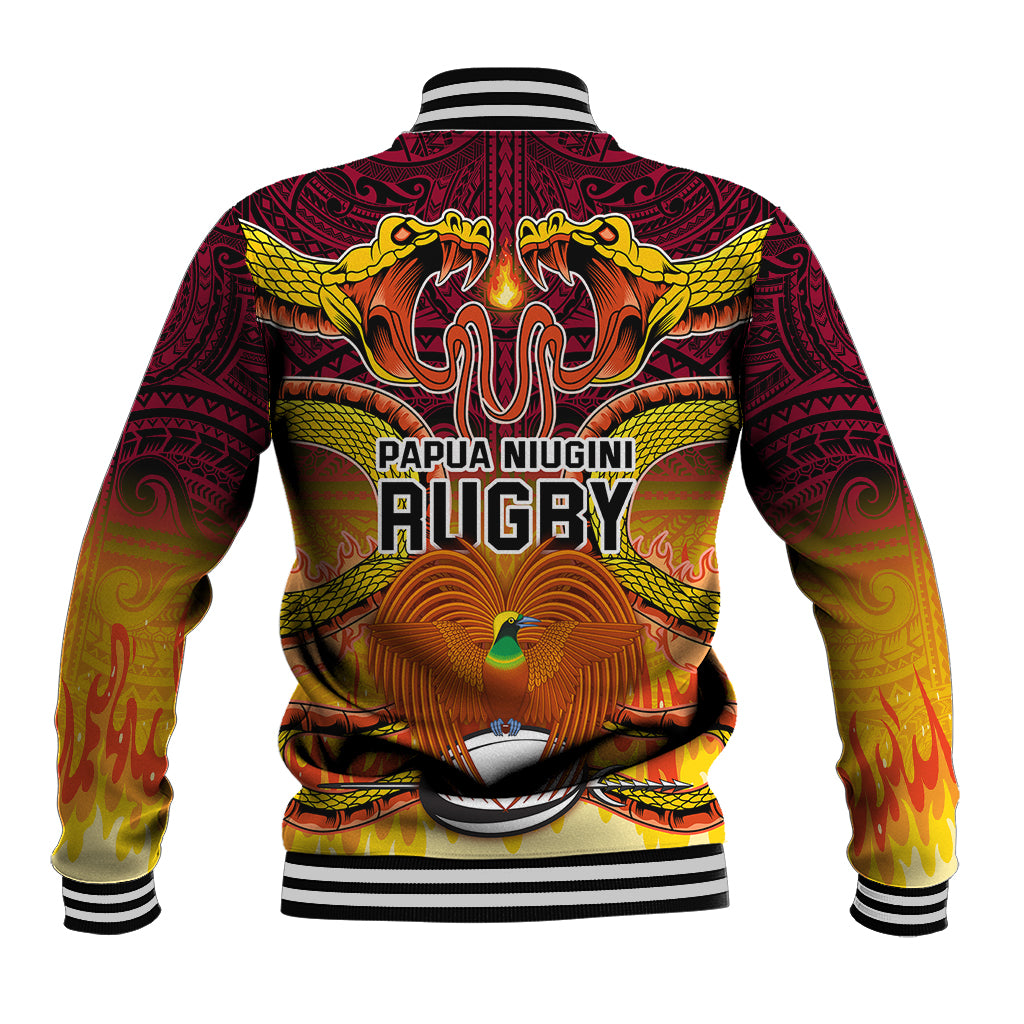 PNG Port Moresby Vipers Rugby Baseball Jacket Fire Vipers Mix PNG Bird Polynesian Tattoo LT03 - Polynesian Pride
