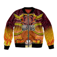 PNG Port Moresby Vipers Rugby Bomber Jacket Fire Vipers Mix PNG Bird Polynesian Tattoo LT03 Unisex Yellow - Polynesian Pride