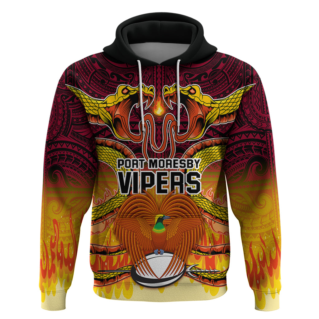 PNG Port Moresby Vipers Rugby Hoodie Fire Vipers Mix PNG Bird Polynesian Tattoo LT03 Yellow - Polynesian Pride