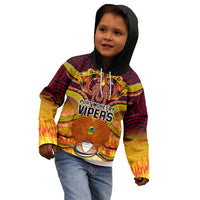 PNG Port Moresby Vipers Rugby Kid Hoodie Fire Vipers Mix PNG Bird Polynesian Tattoo LT03 - Polynesian Pride