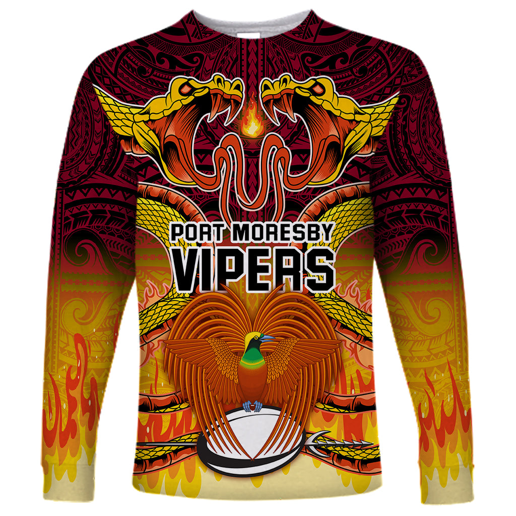 PNG Port Moresby Vipers Rugby Long Sleeve Shirt Fire Vipers Mix PNG Bird Polynesian Tattoo LT03 Unisex Yellow - Polynesian Pride