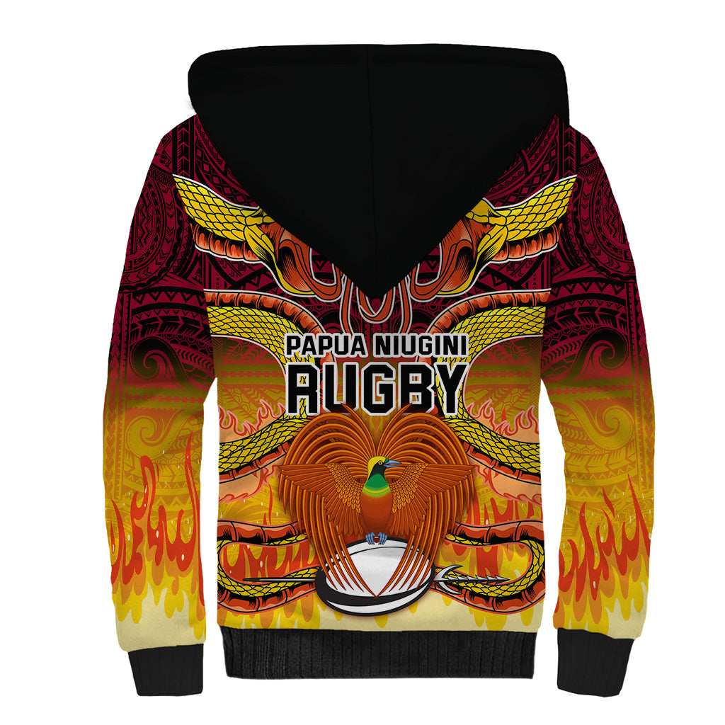 PNG Port Moresby Vipers Rugby Sherpa Hoodie Fire Vipers Mix PNG Bird Polynesian Tattoo LT03 - Polynesian Pride