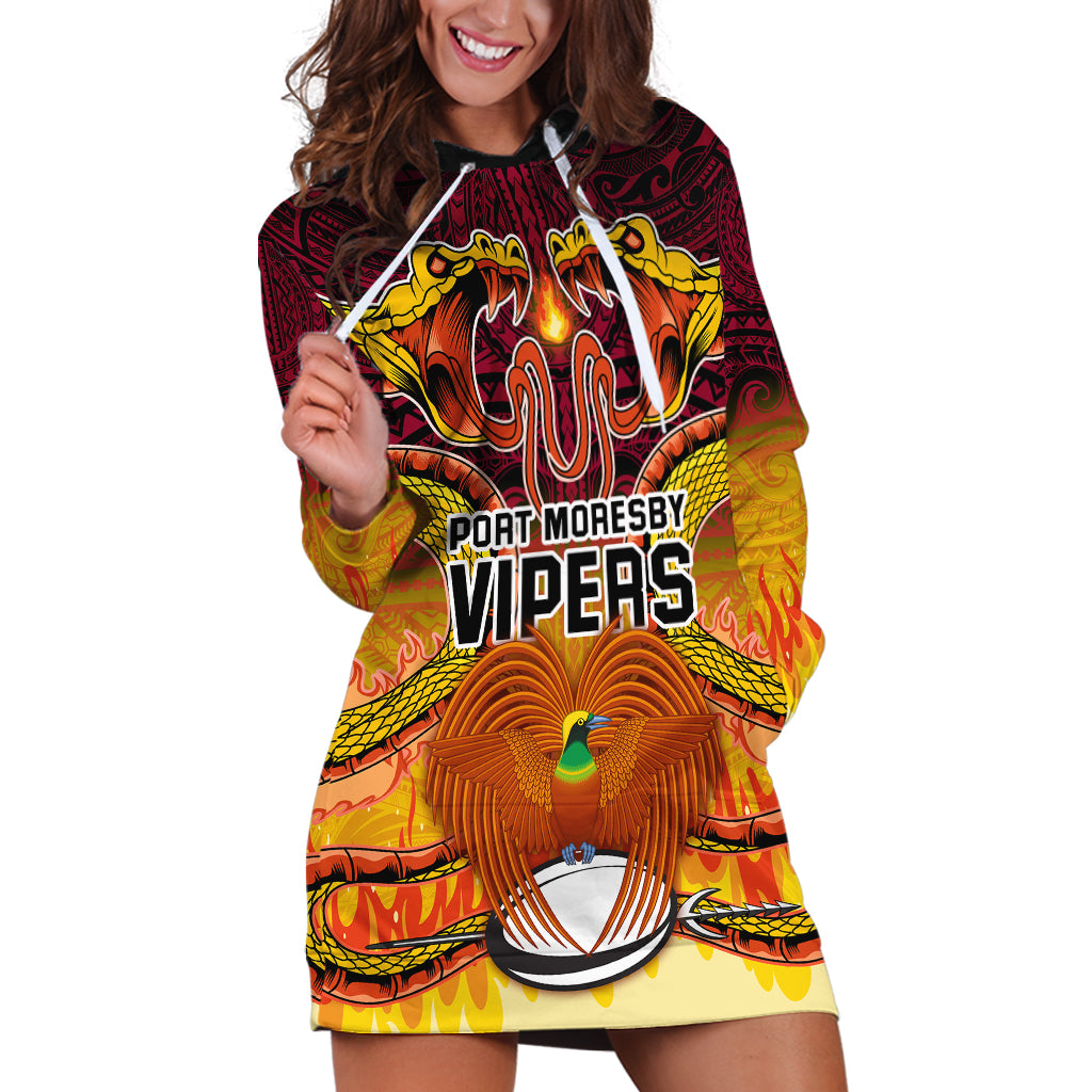 Custom PNG Port Moresby Vipers Rugby Hoodie Dress Fire Vipers Mix PNG Bird Polynesian Tattoo LT03 Yellow - Polynesian Pride