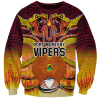 Custom PNG Port Moresby Vipers Rugby Sweatshirt Fire Vipers Mix PNG Bird Polynesian Tattoo LT03 Unisex Yellow - Polynesian Pride