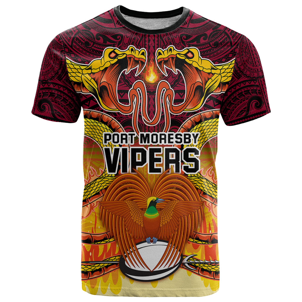 Custom PNG Port Moresby Vipers Rugby T Shirt Fire Vipers Mix PNG Bird Polynesian Tattoo LT03 Yellow - Polynesian Pride