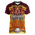 Custom PNG Port Moresby Vipers Rugby Women V Neck T Shirt Fire Vipers Mix PNG Bird Polynesian Tattoo LT03 Female Yellow - Polynesian Pride