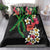 Hawaiian Tropical Flowers and Maile Pikake Bedding Set Polynesian Tribal Pattern Black Color