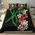 Hawaiian Tropical Flowers and Maile Pikake Bedding Set Polynesian Tribal Pattern Black Color